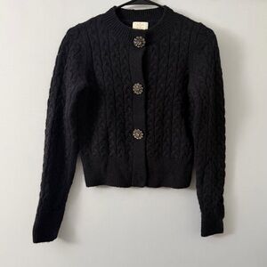 Kate Spade New York Live Colorfully Size XXS Cardigan Jeweled Buttons Black Used